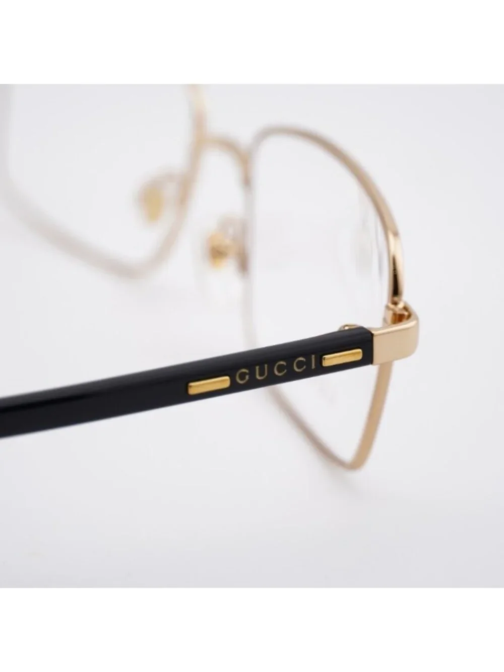 Gucci GG1586O 004 Eyeglasses Gold/Black 59mm Rectangle Frame
